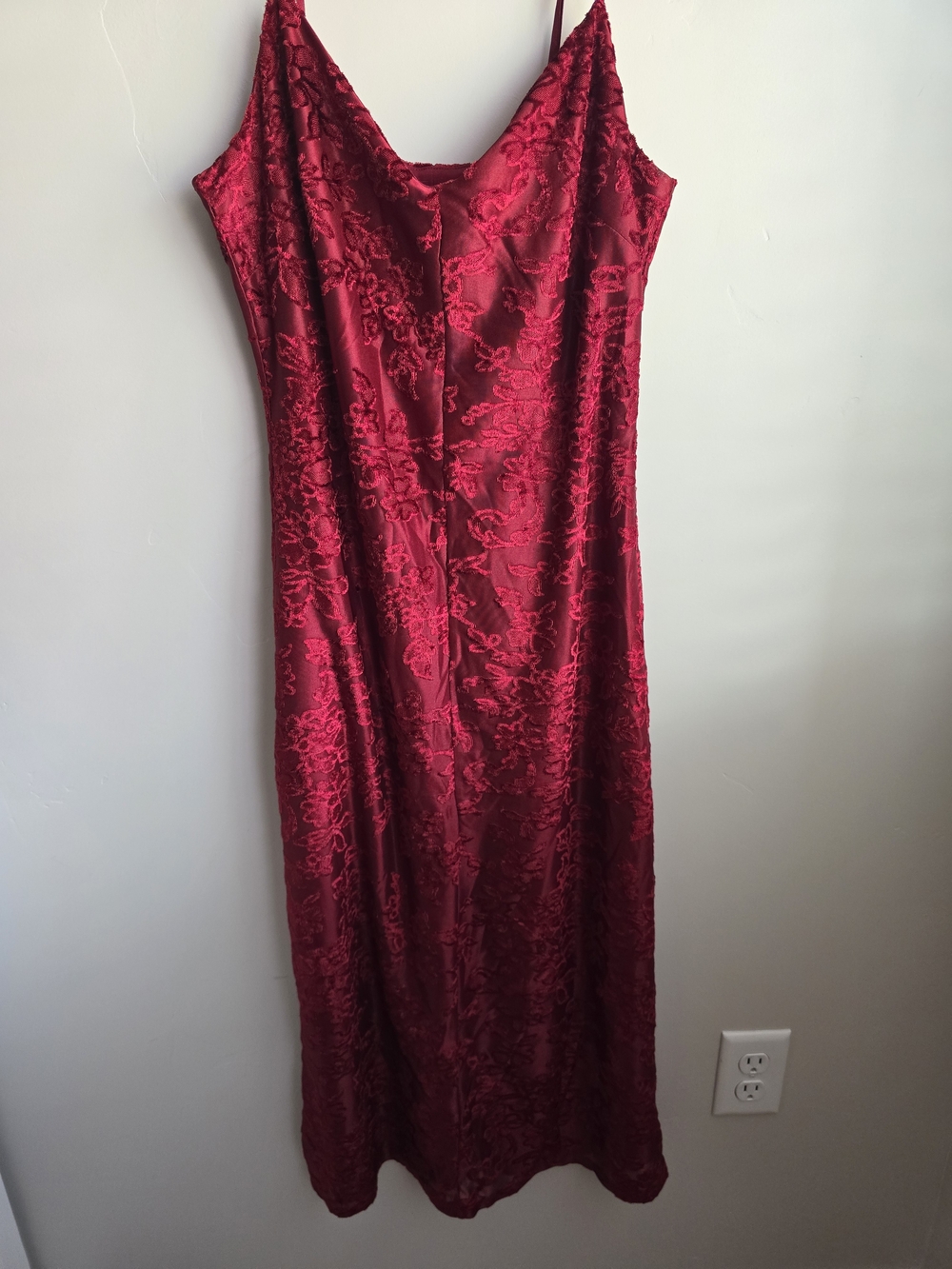 Deep Red Lace Slip Dress - Elegant Women's Gown